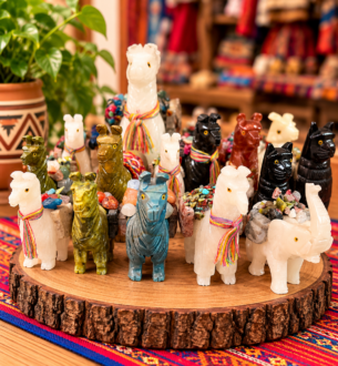 FIGURAS ARTESANALES DECORATIVAS DE LLAMAS Y ALPACAS ANDINAS